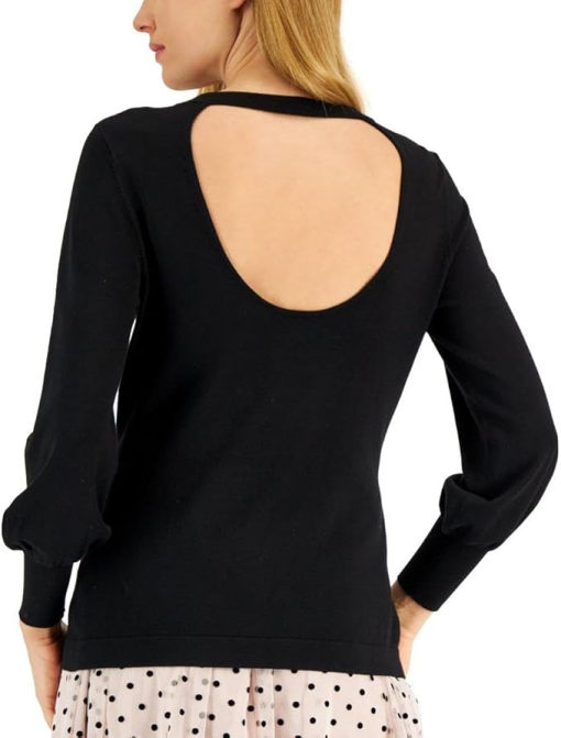 Anne Klein Womens Back Cut-Out Bishop Sleeves Pullover Top XL - Image 2