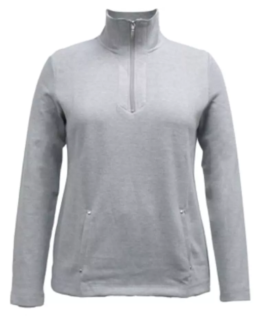 Karen Scott Half-Zip Top, Created for Macy's - Smoke Grey Heather XXL