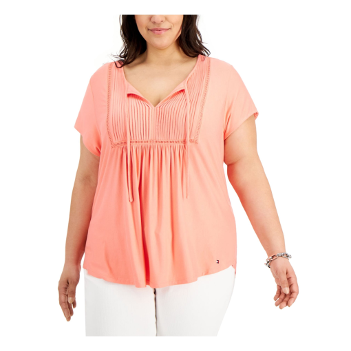 Tommy Hilfiger Plus Coral Top 2X Women's Blouse - Casual Wear - Image 2