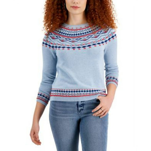 Style & Co Fair Isle Crewneck Sweater Pullover L