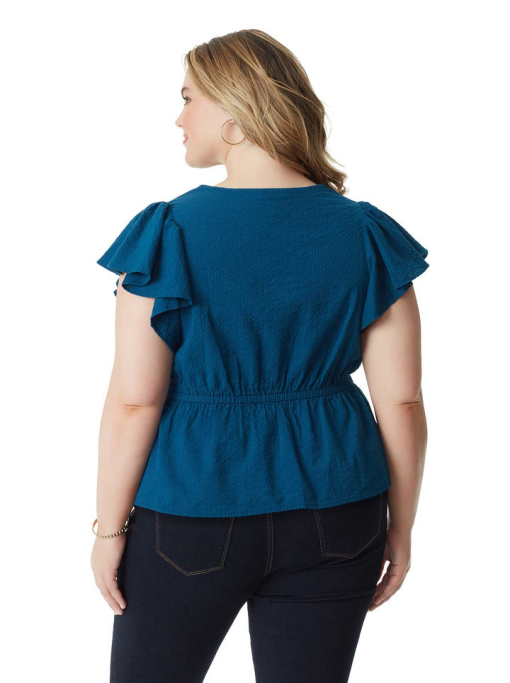 Jessica sinpson Plus Womens 100% Cotton Peplum Blouse 1X - Image 2