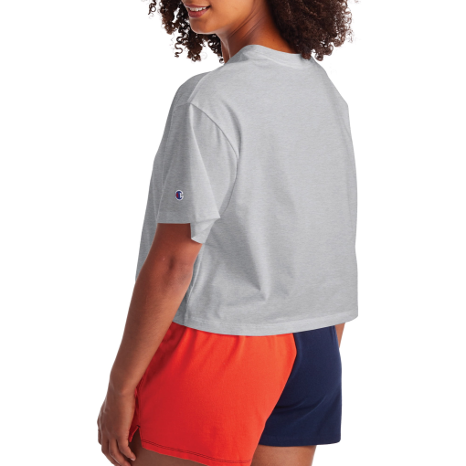 Champion Women's Classic Script Logo Cropped T-Shirt in Grey | Plus Size Small | HerRoom.com - Image 2