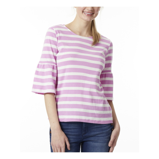 Jones New York Womens Knit Striped Blouse pink M