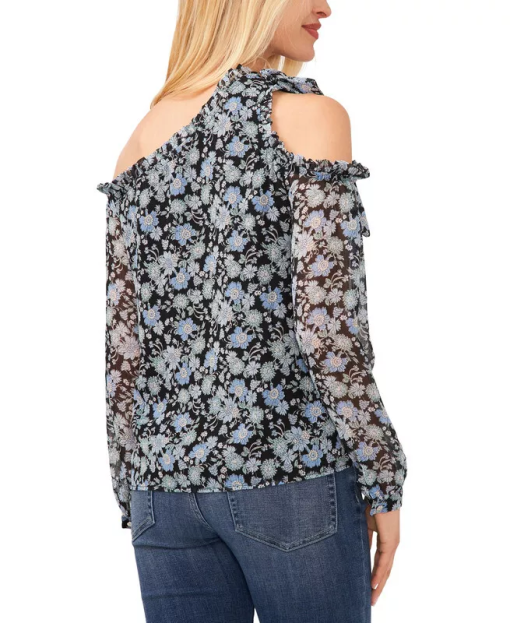 CeCe Womens Floral Print Polyester Blouse L - Image 2