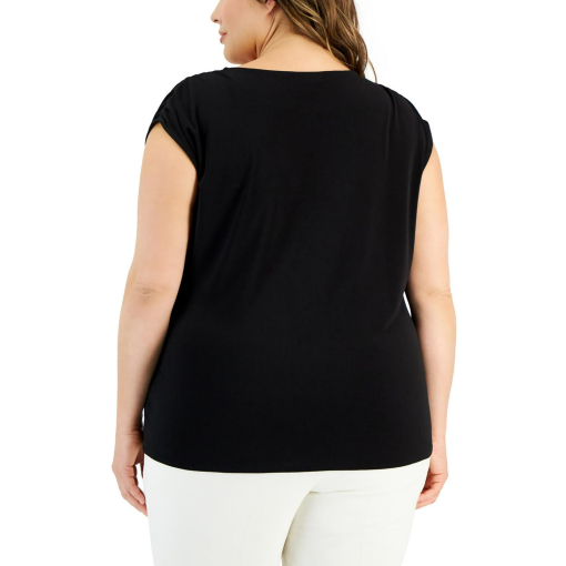 Alfani Plus Size Twisted Top, Created for Macy's - Deep Black 2X - Image 2