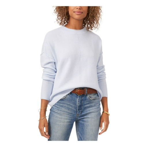 VINCE CAMUTO Womens Vince Camuto Solid Long Sleeve Crewneck Pullover Blue L