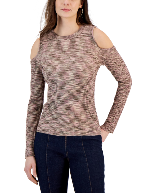 I.n.c. International Concepts Women's Cold Shoulder Space Dye Sweater, M