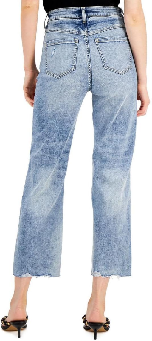 INC Womens Distressed High Rise Straight Leg Jeans size 0 - Image 2