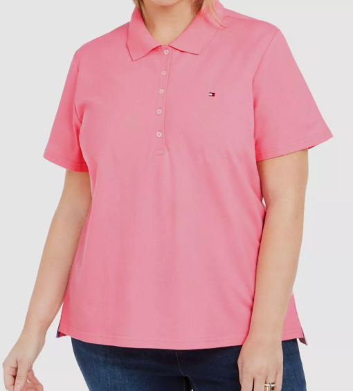 Tommy Hilfiger Plus Size Short-Sleeve Polo Shirt - Peony 1XL