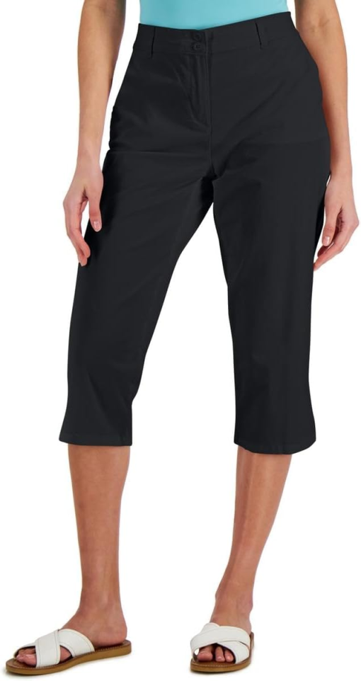 Karen Scott Womens Comfort-Waist Capri Pants Black Size 6