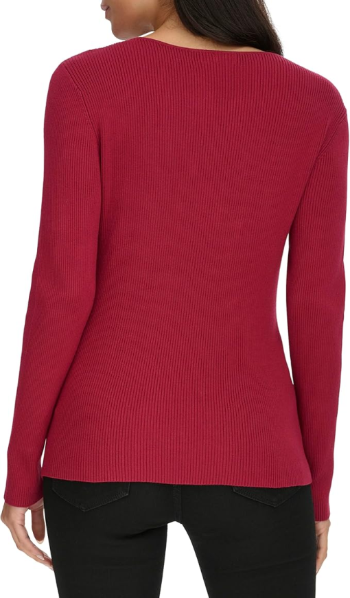 Calvin Klein Red Ribbed Sweater - Women's Pullover Top - Image 2