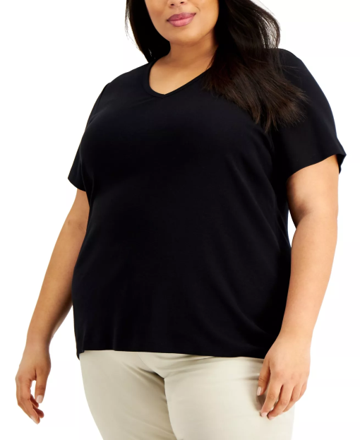 Karen Scott Plus Size Cotton V-Neck Top, Created for Macy's size 2x