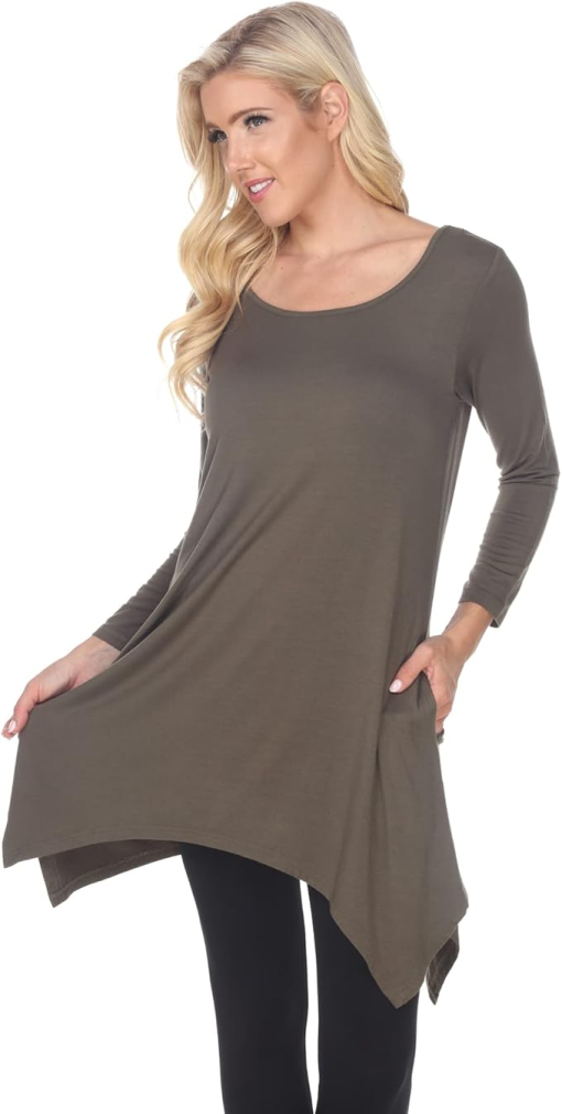 White Mark Womens Makayla Tunic Top, Olive - Medium - Image 2