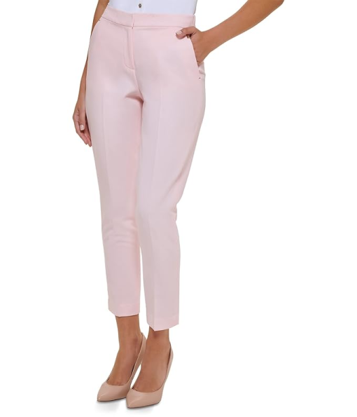 Tommy Hilfiger Women's Flat Front Ankle Pants, Pink, 2