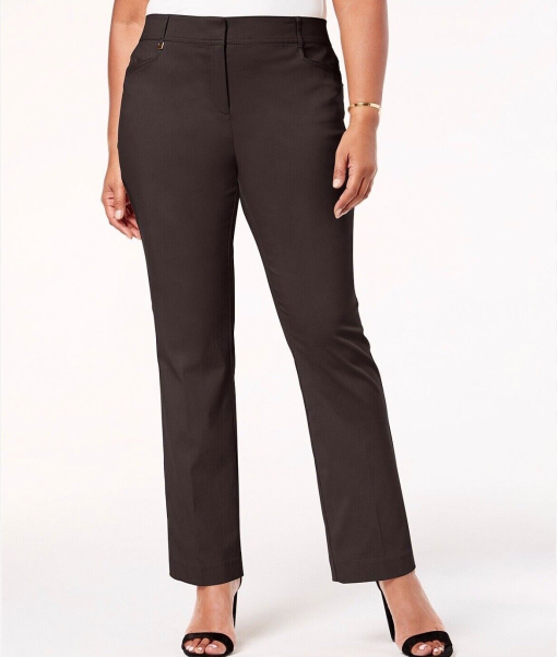 Jm Collection Plus & Petite Plus Size Tummy Control Curvy-Fit Pants, Created for Macy's - Espresso Roast size 28w