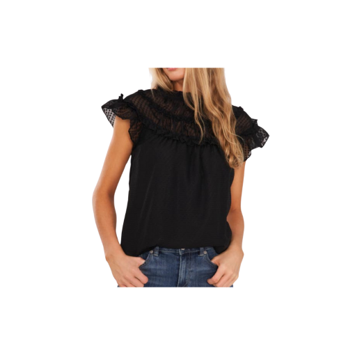 CeCe Women's Ruffle Top - Rich Black S