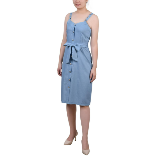 Ny Collection Petite Sweetheart Neck Chambray Sundress - Size PM