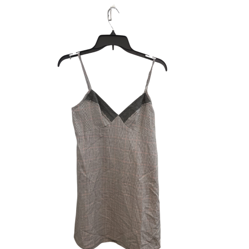 Kingston Plaid Slip Dress - Grey, Size S - Mini Dress