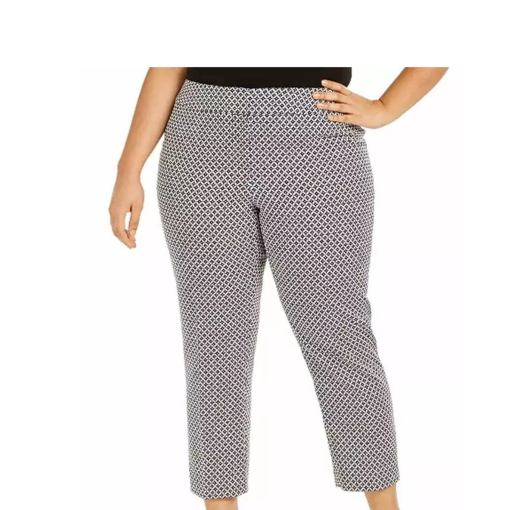 Kasper Plus Size Geometric Ankle Pants - Black/White - 22W - Women's Pants