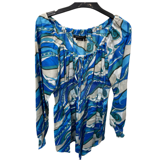 BCBG Maxazria Blue Print Blouse Medium - Women's Tops