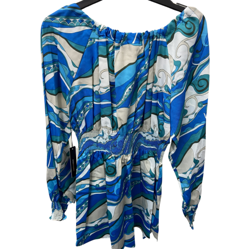 BCBG Maxazria Blue Print Blouse Medium - Women's Tops - Image 2