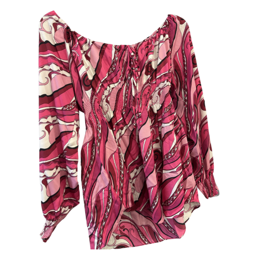 BCBGMAXAZRIA Pink Print Blouse XL - Women's Tops - Image 2