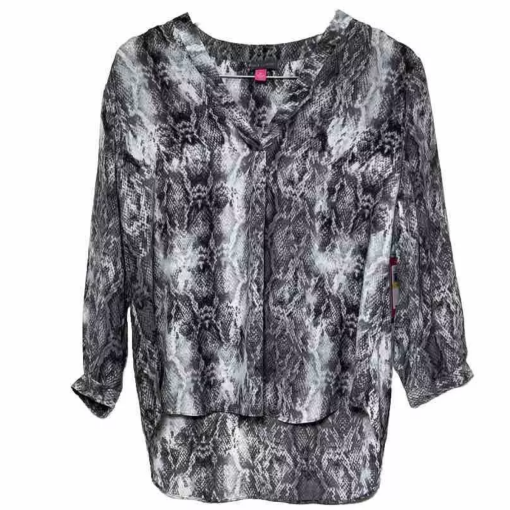 Vince Camuto Snake Print Blouse, Gray, Size S, Women's Tops