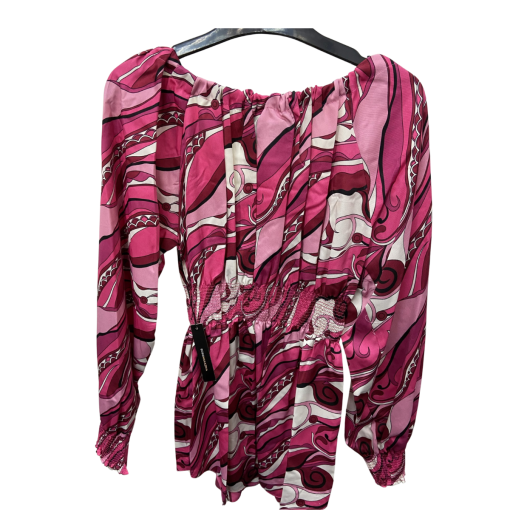 BCBG Maxazria Pink Print Blouse Medium - Women's Tops - Image 2