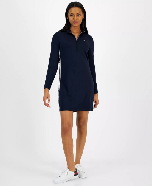 Tommy Jeans Navy Side Stripe Dress - Size L - Mini Dress