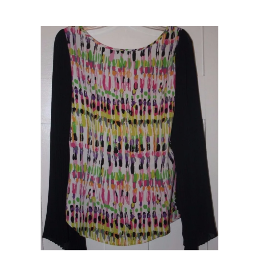 BCBG Maxazria XS Black Sleeve Print Blouse - Women's Top - Image 2