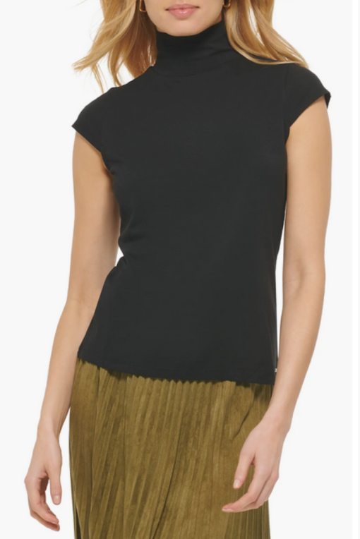 Dkny Womens Modal Blend Mock Neck T-Shirt L