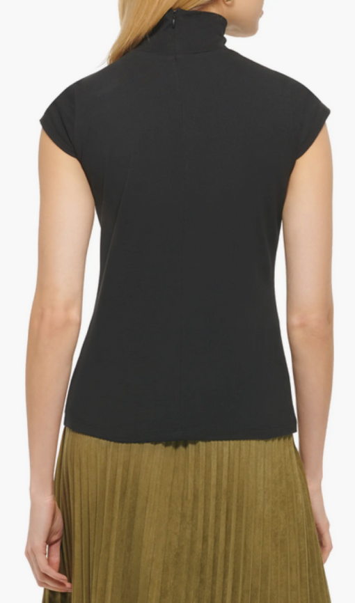 Dkny Womens Modal Blend Mock Neck T-Shirt L - Image 2