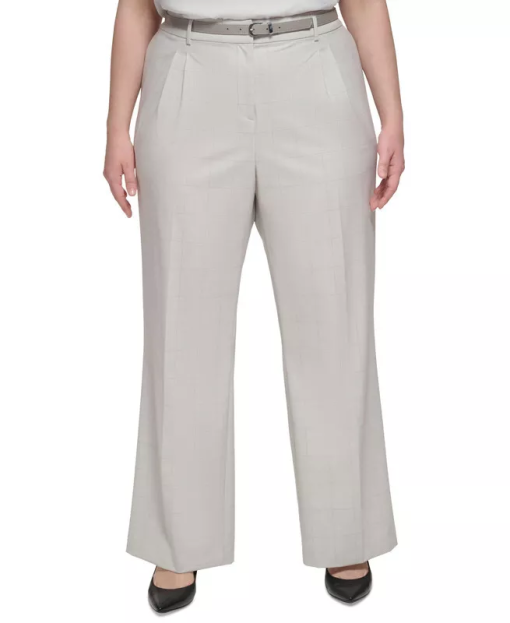 Calvin Klein Plus Womens Window Pane Straight Leg Trouser Pants size 18w