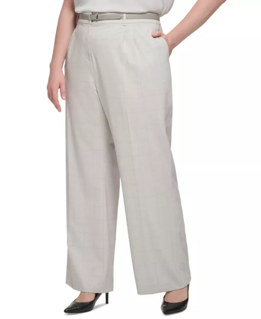 Calvin Klein Plus Womens Window Pane Straight Leg Trouser Pants size 18w - Image 3