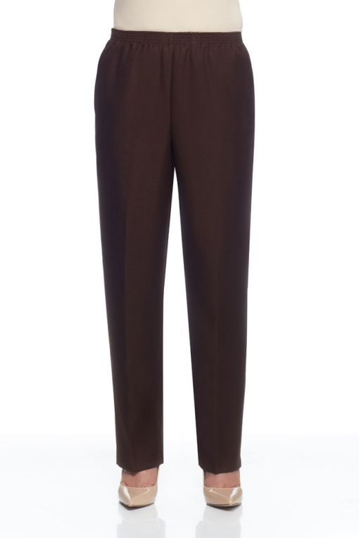 Alfred Dunner Plus Size Classic Pull-on Straight-Leg Average Length Pants - Brown size 18W