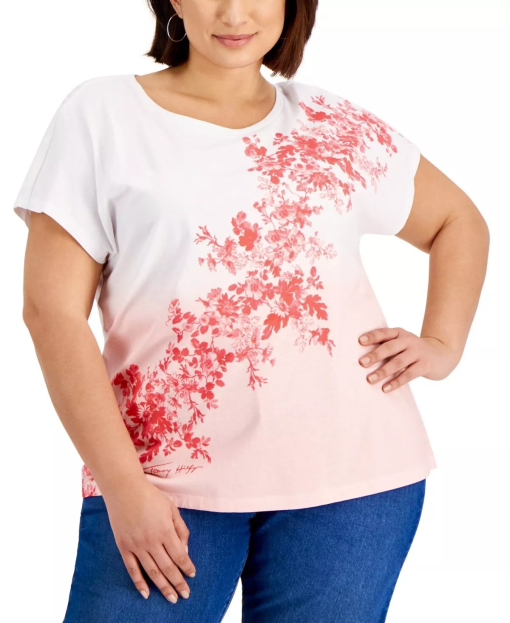 Tommy Hilfiger Plus Size Ombre Floral Tee 3X