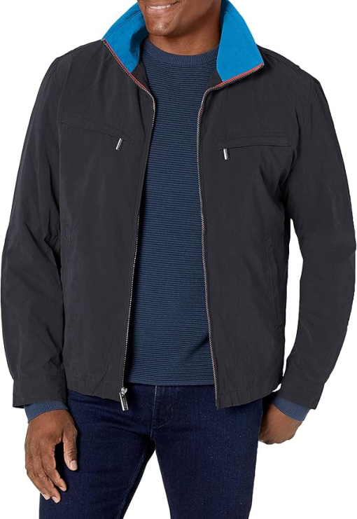 London Fog Men's Navy Microfiber Jacket - Small - Bomber Jacket