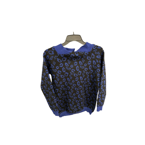 Beauty Women Blue Leopard Print Sweater L/XL - Pullover Top - Image 2