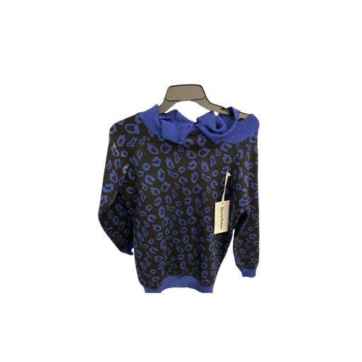 Beauty Women Blue Leopard Print Sweater L/XL - Pullover Top