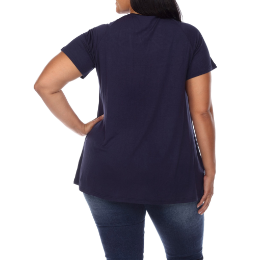 White Mark Plus Navy Crisscross Top 1XL - Plus Size Tops - Image 2