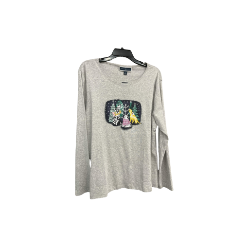 Karen Scott Gray XL Long Sleeve Tee - Women's Holiday Shirt