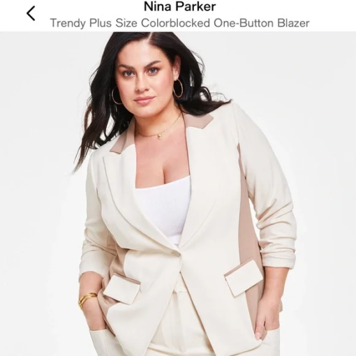 Nina Parker Plus Size Colorblock Blazer - Women's Business Jacket