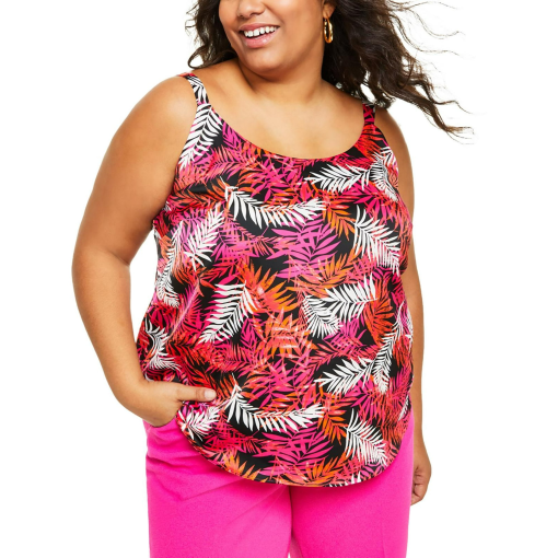 Bar III Plus Size Pink Floral Tank Top - Women's Plus Size Tops