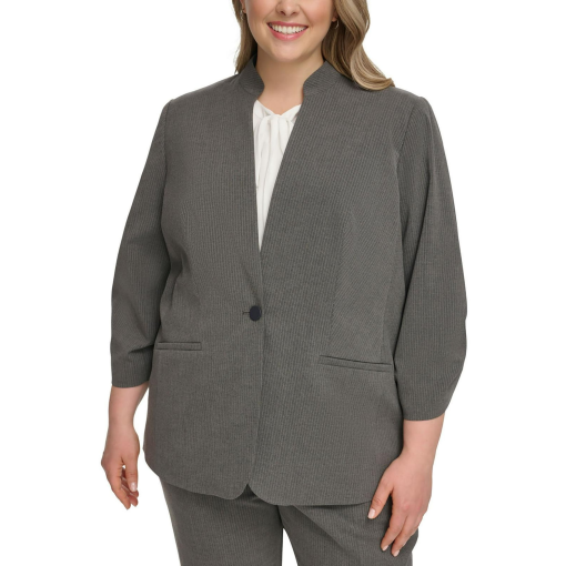 Calvin Klein Plus Gray Pinstripe Blazer 20W - Women's Suit Jacket