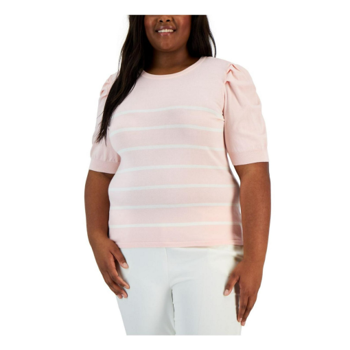 Anne Klein Plus Pink Striped Sweater Top 3X - Women's Pullover