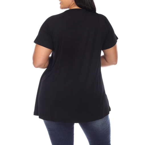 White Mark Black Criss Cross Neckline Plus Size Top - 3XL - Image 2