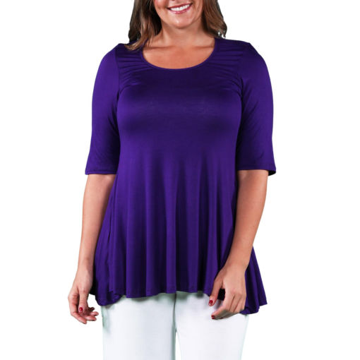 24seven Comfort Apparel Plus Size Tunic Top - Purple Size