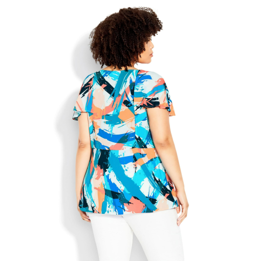 Loralette Kata Print Top - Blue Brushstroke 27/28 - Image 2