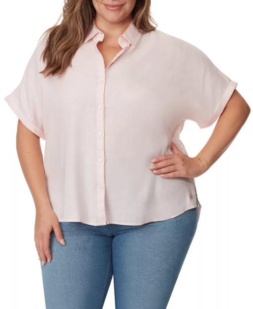 Gloria Vanderbilt Plus Size Daisy Button-Down Woven Shirt 3X