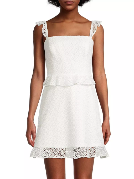 Aidan by Aidan Mattox Womens Lace Mini Fit & Flare Dress white 6M